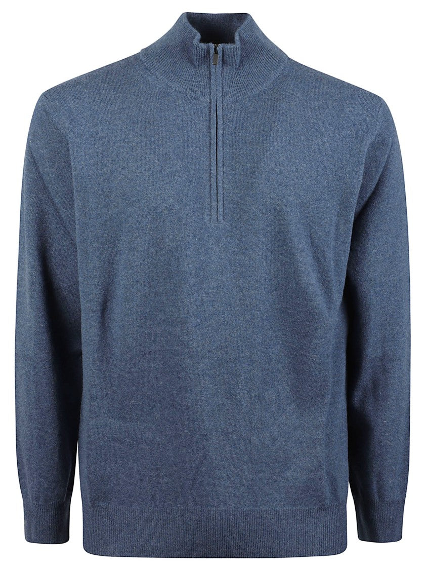 Altea Half-Zip High-Collar Virgin Wool Sweater