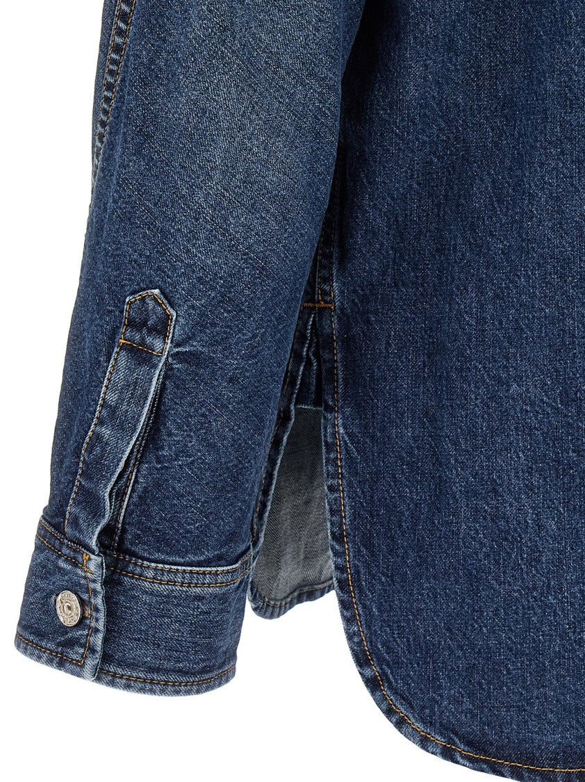 Givenchy Structured Cotton Denim Overshirt With Leather Logo Patch