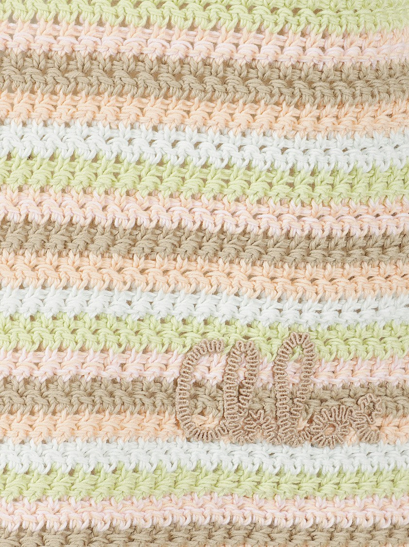 Chloé Organic Cotton Crochet Knit Cropped Tank Top