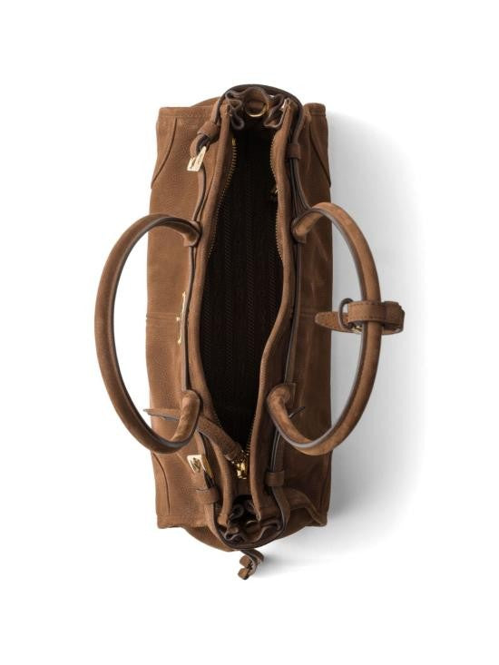Prada Gold-Tone Textured Calf Leather Shoulder Bag