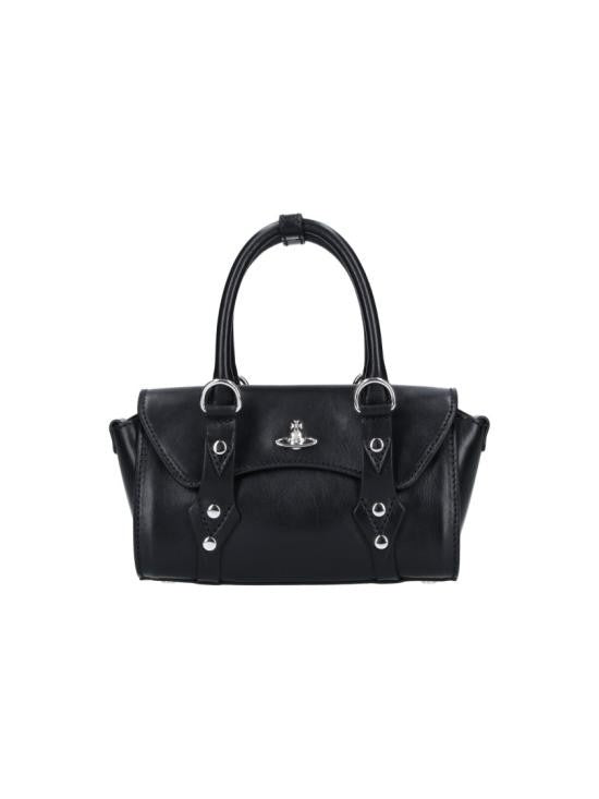 Vivienne Westwood Structured Calf Leather Shoulder Bag With Signature Emblem