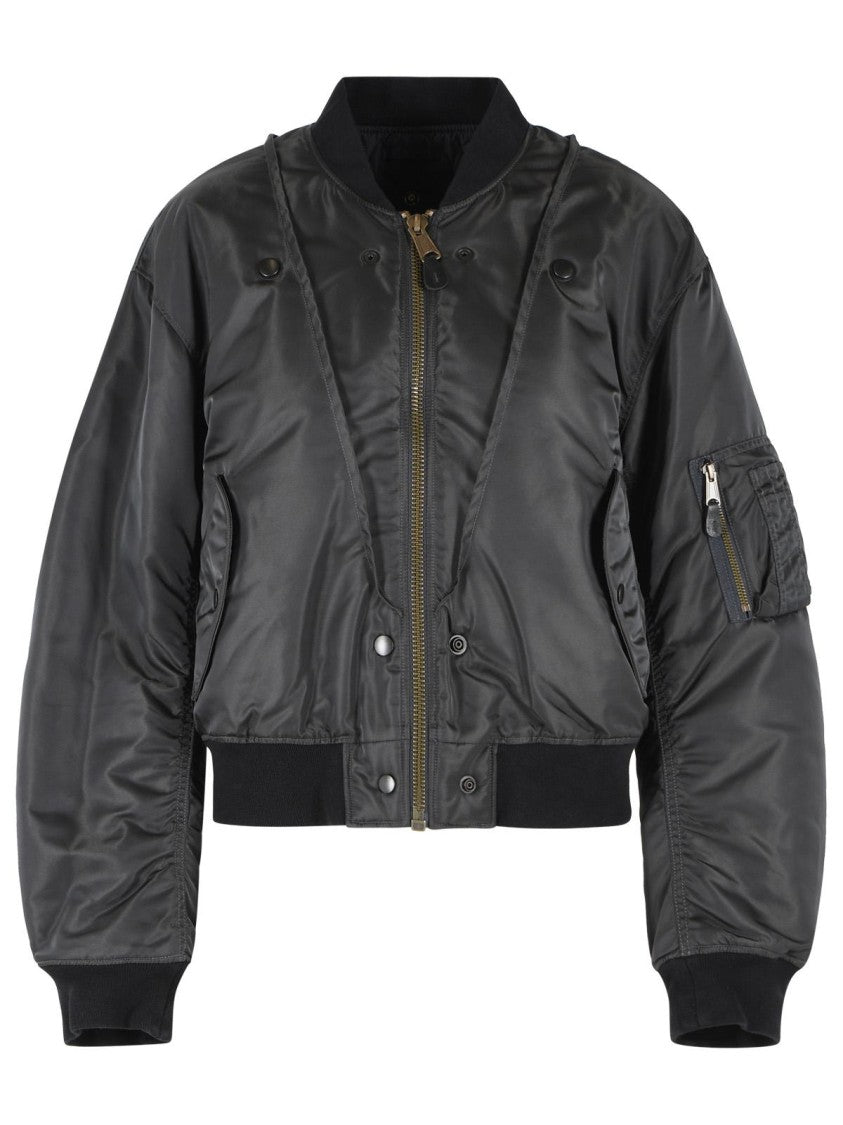 Maison Margiela Dark Grey Reversible Ribbed Polyamide Bomber Jacket