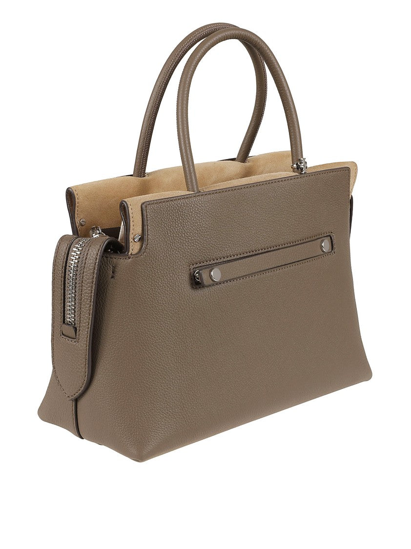 Tory Burch Textured Taupe Leather Shoulder Bag