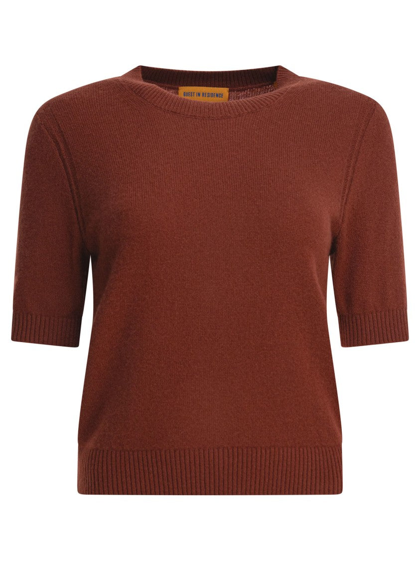 Guest In Residence Cashmere Sweater Tee With Ribbed Details