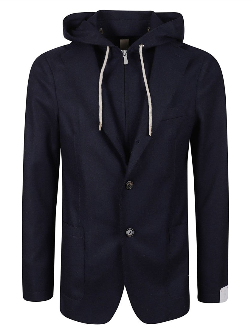 Eleventy Slim-Fit Hooded Blazer With Alcantara Accents