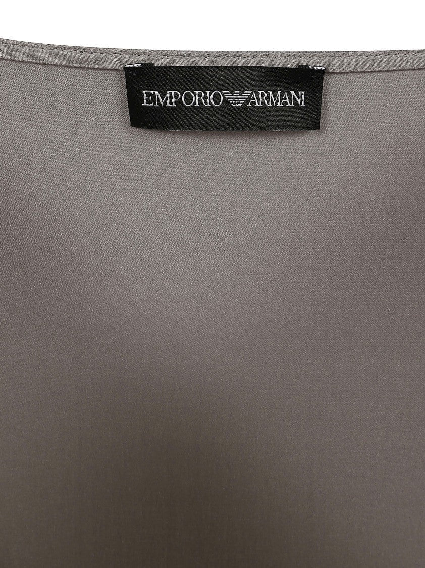 Emporio Armani Sleeveless Satin Top With V-Neckline And Flowing Fit