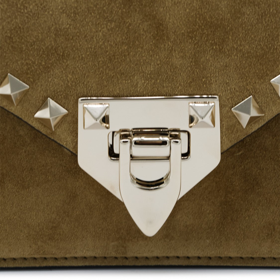 Valentino Garavani Rectangular Suede Shoulder Bag With Silver Pyramid Studs