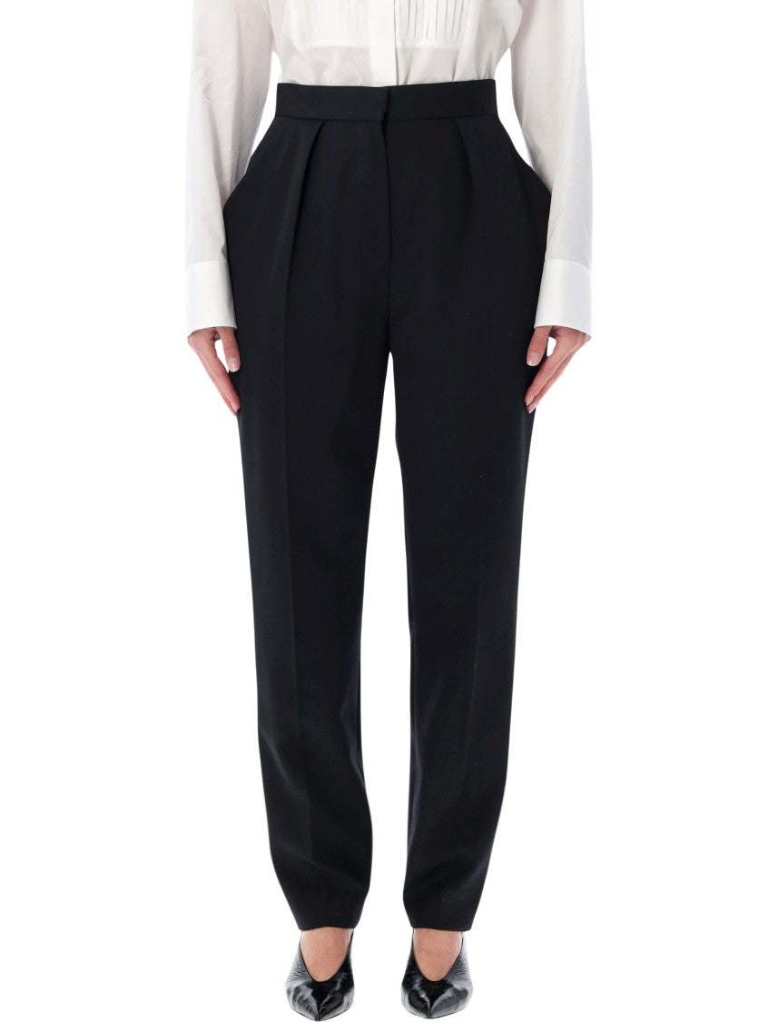 Balmain High-Waisted Tailored Pants With Pressed Pleats
