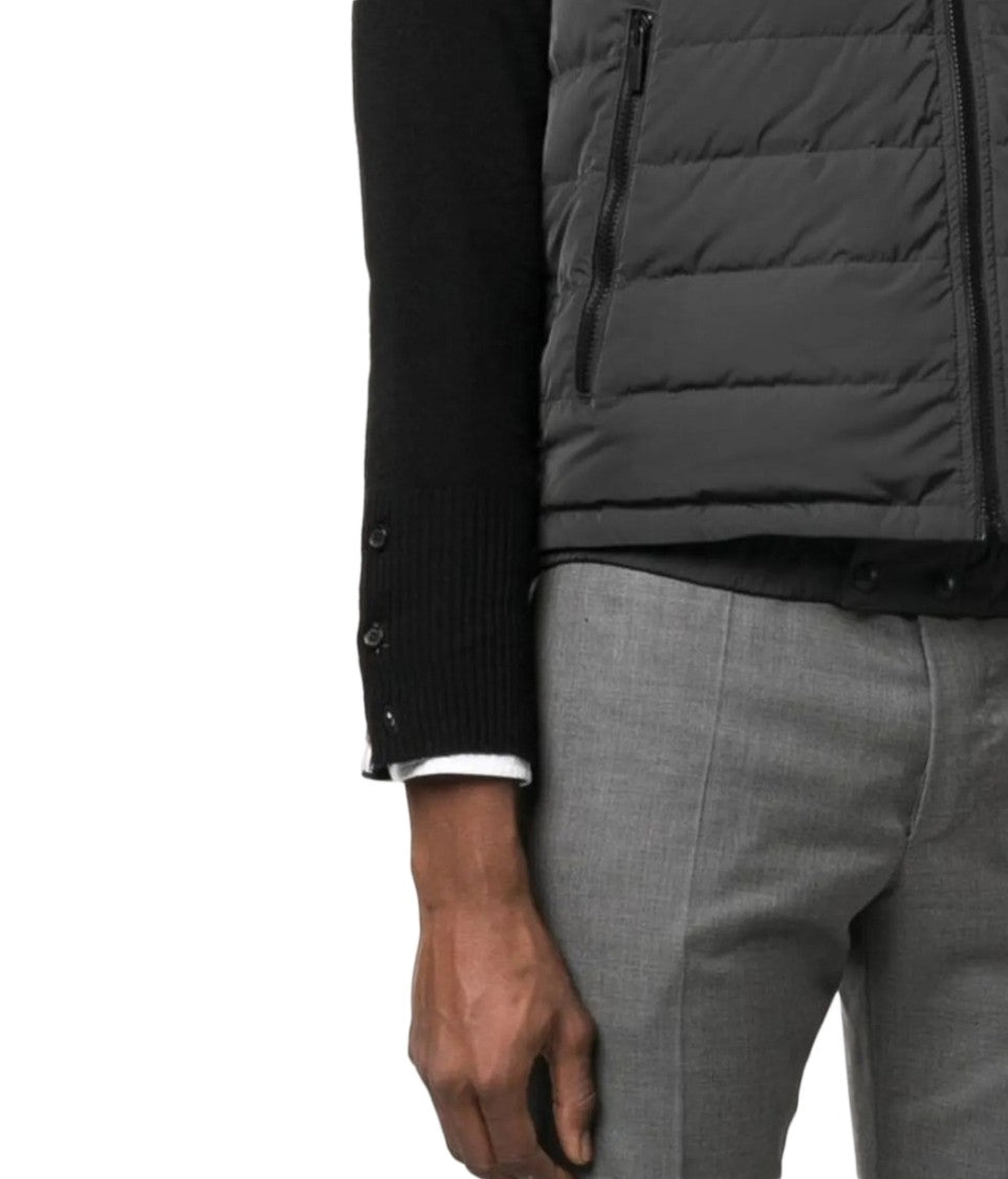 Thom Browne Sleeveless Quilted Vest With High Collar