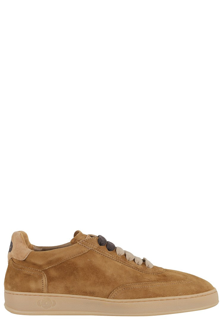 Soldini Low-Profile Taffy Brown Suede Sneakers