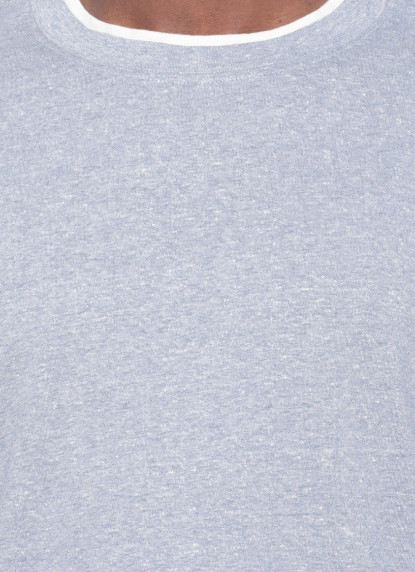 Brunello Cucinelli Light Blue Trims Cotton-Linen T-Shirt