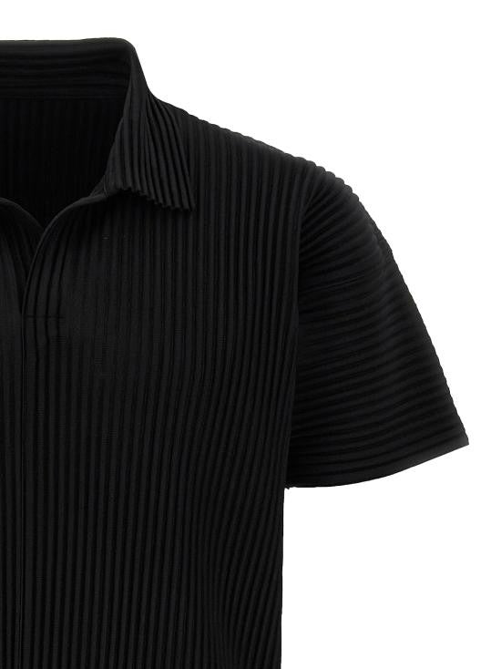 Homme Plissé Issey Miyake Pleated Short-Sleeve Shirt With Boxy Fit And Classic Collar