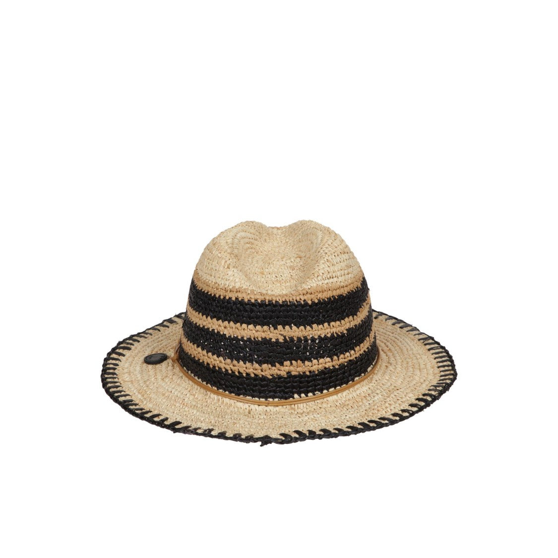 Catarzi Woven Straw Hat With Black Stripe Detail
