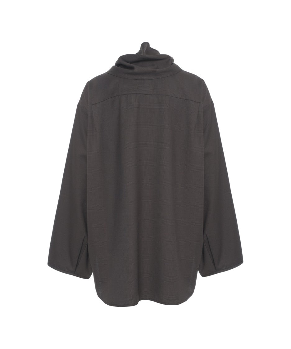 Viktoria Chan Oversized Top With Bow Detail And Checkered Texture