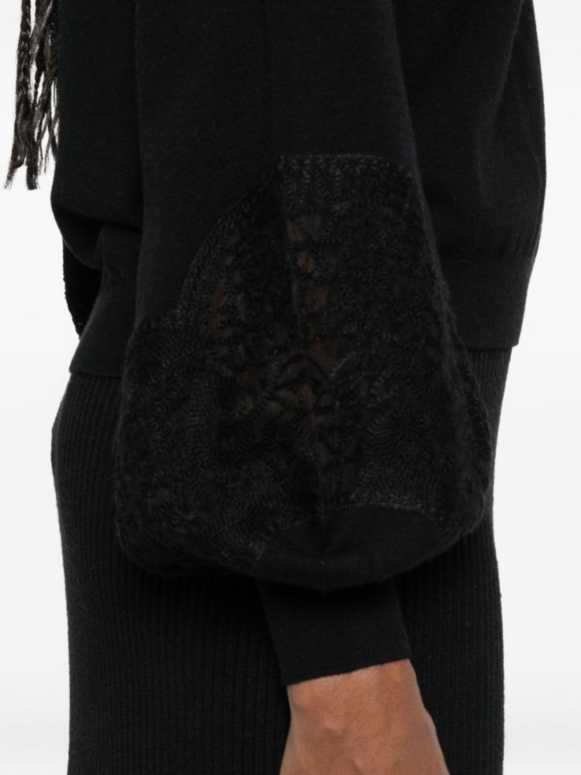 Twin-Set Timeless Black Sweater With Round Neckline