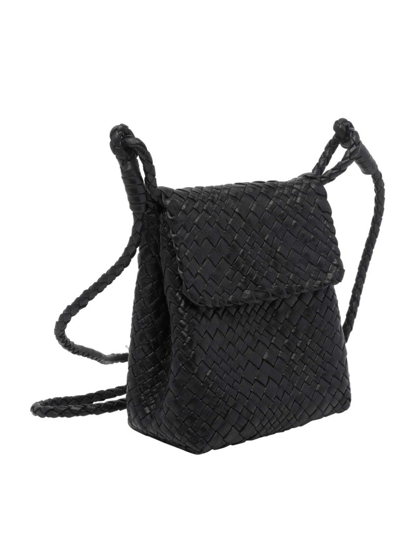 Ibeliv Black Romance Woven Leather Shoulder Bag