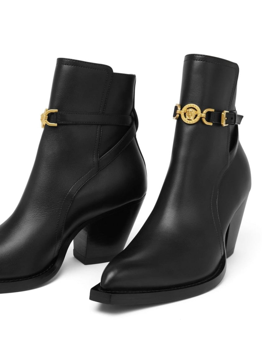 Versace Calf Leather Ankle Boots