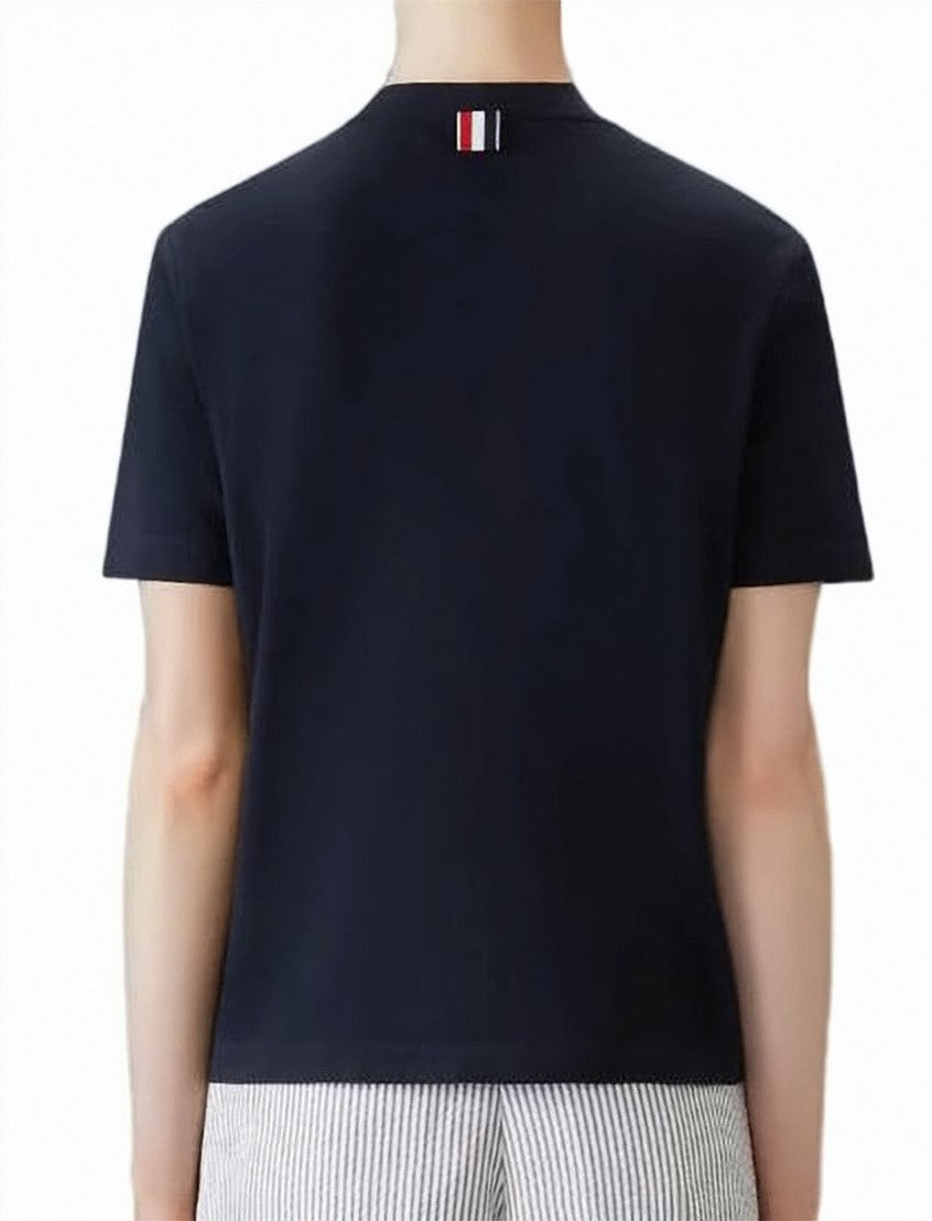 Thom Browne Classic Black Cotton Piqué T-Shirt