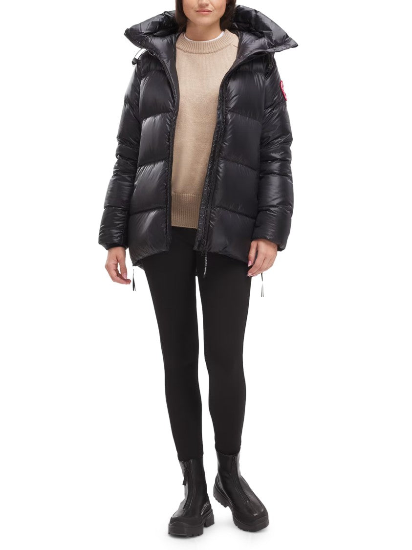 Canada Goose Cypress Puffer Glossy Quilted Black Hooded Puffer Jacket
