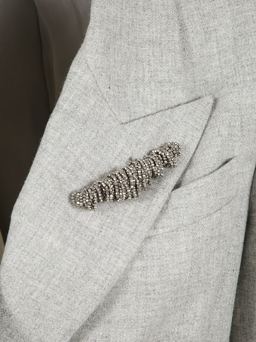 Brunello Cucinelli Double-Breasted Light Grey Jacket