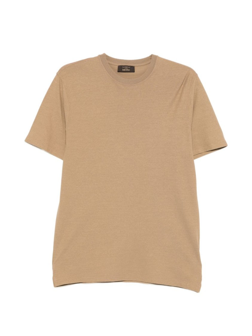 Zanone Beige Crew Neck T-Shirt With Minimalist Design