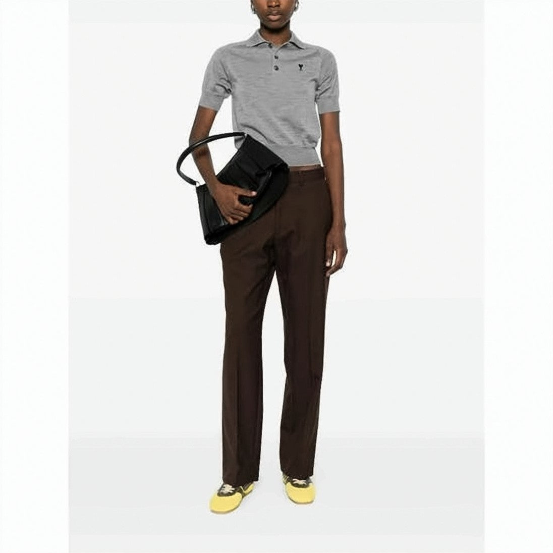 Ami Paris Short-Sleeved Polo Shirt In Fine Wool