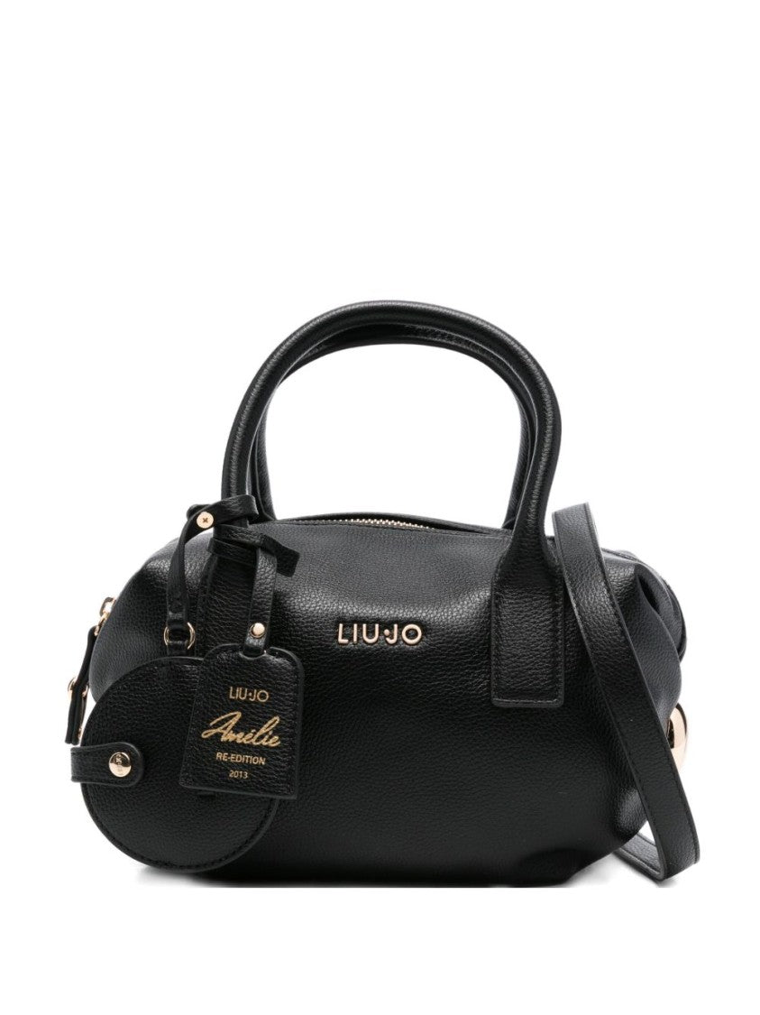 Liu Jo Textured Black Handbag With Gold-Tone Accents