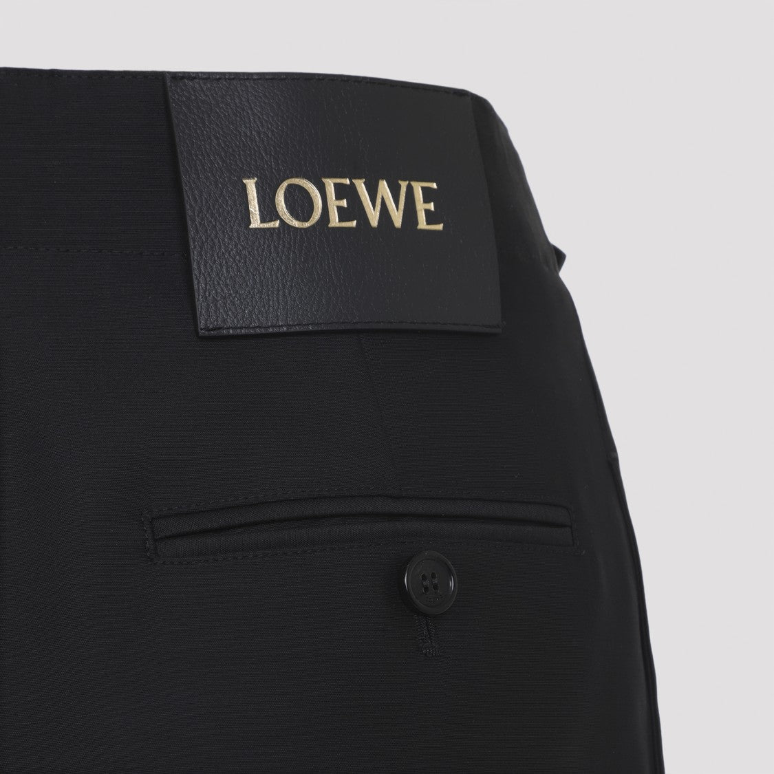 Loewe Belted Black Wool And Silk Trousers