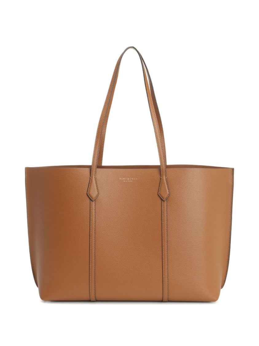Tory Burch Structured Brown Cow Leather Tote Bag