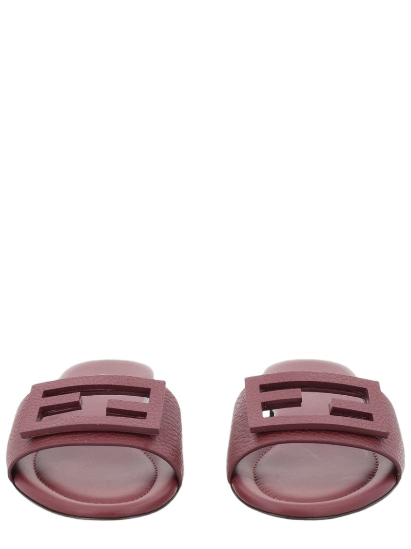 Fendi Bordeaux Geometric Logo Calfskin Sandals
