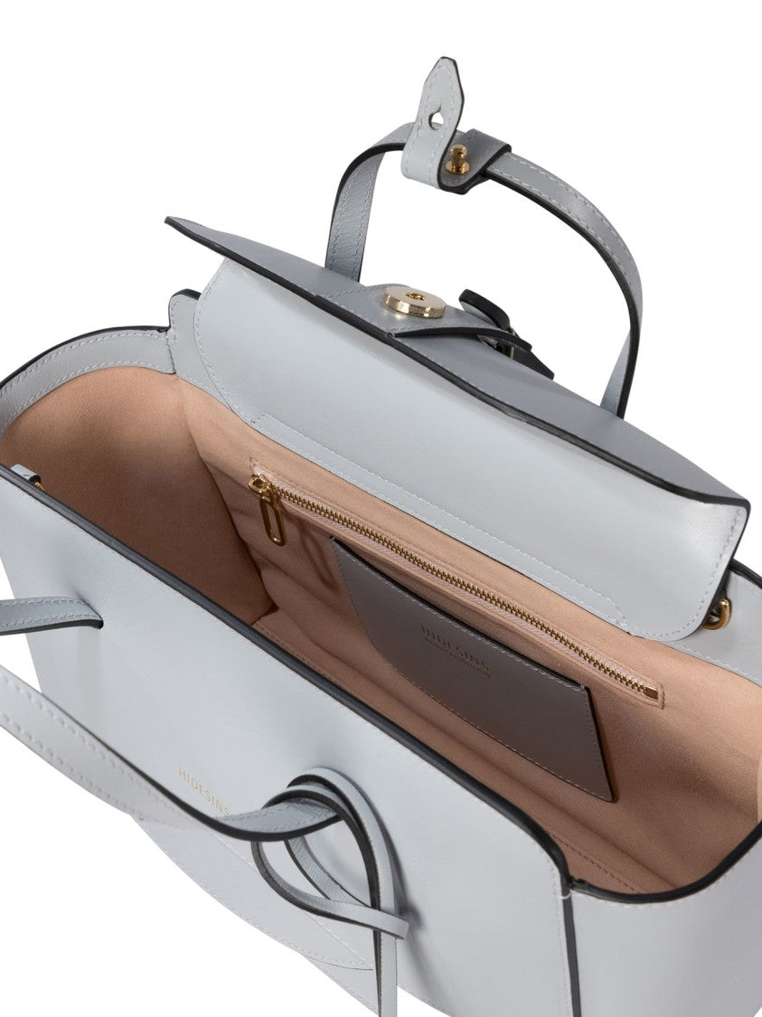 Hidesins Structured Grey Leather Shoulder Bag