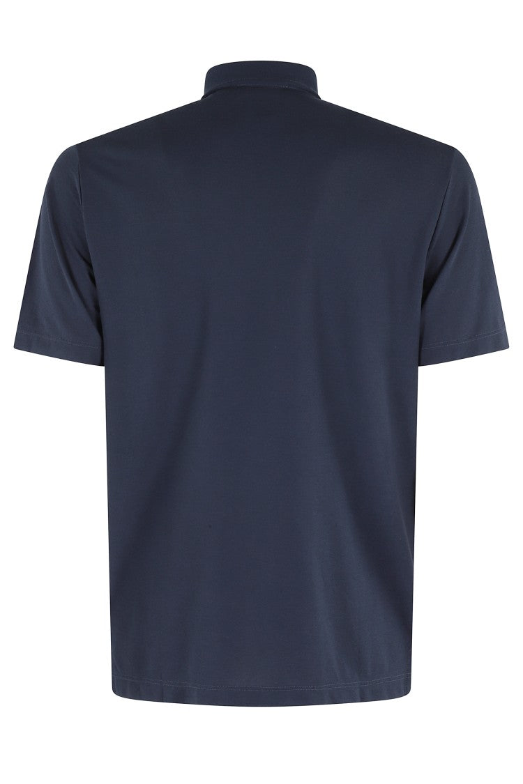 Zanone Classic Blue Polo Shirt With Buttoned Collar