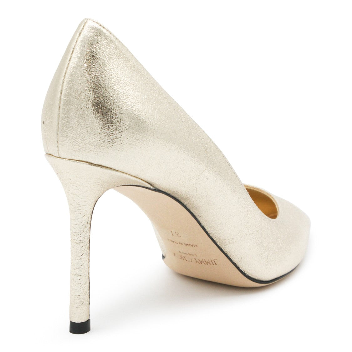 Jimmy Choo Pointed Toe Stiletto Heel Metallic Finish Pumps - Gold