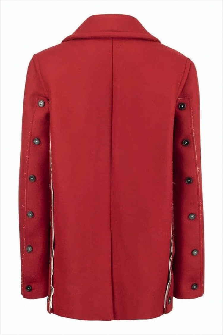 Marni Double-Breasted Cropped Wool Coat With Unique Button Detailing