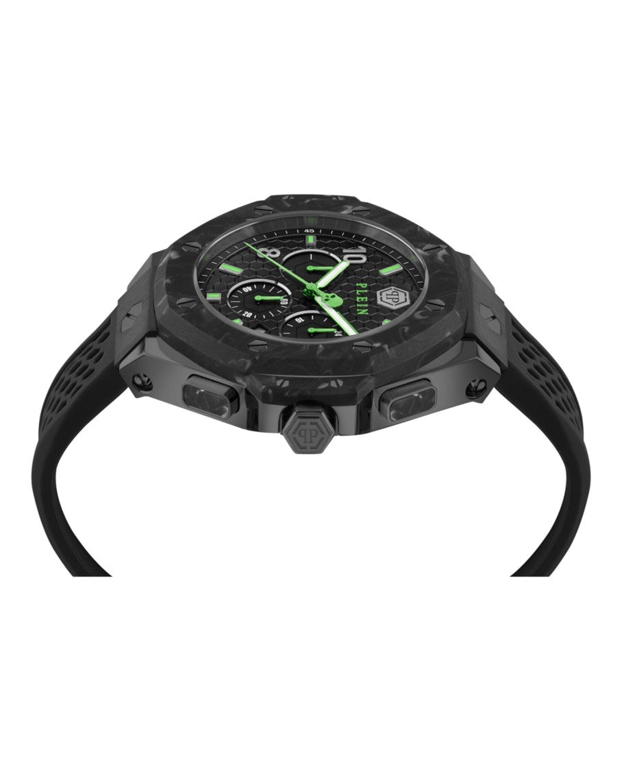 Philipp Plein Chronograph-Detail Black Silicone Watch With Textured Dial