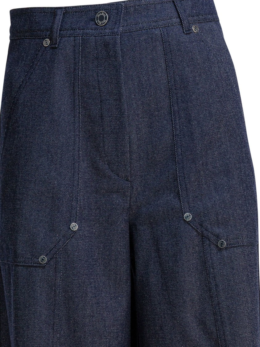 Max Mara Denim-Effect Wool Pants With High Waist