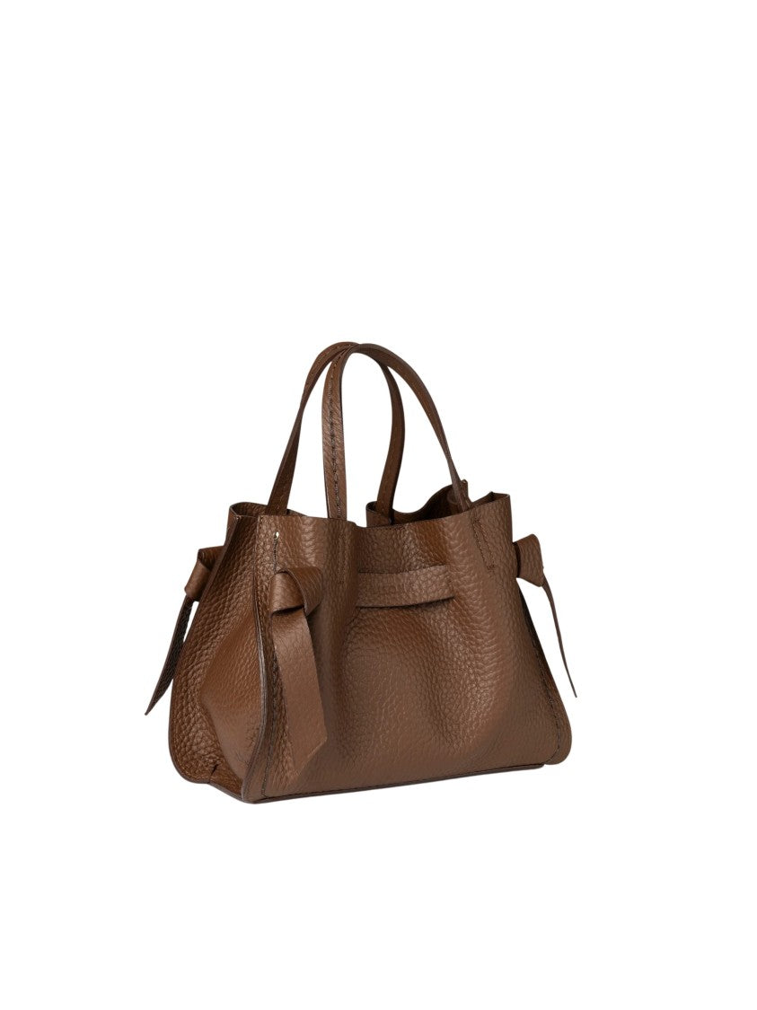 Visona` Camoscio Tied Leather Medium Handbag