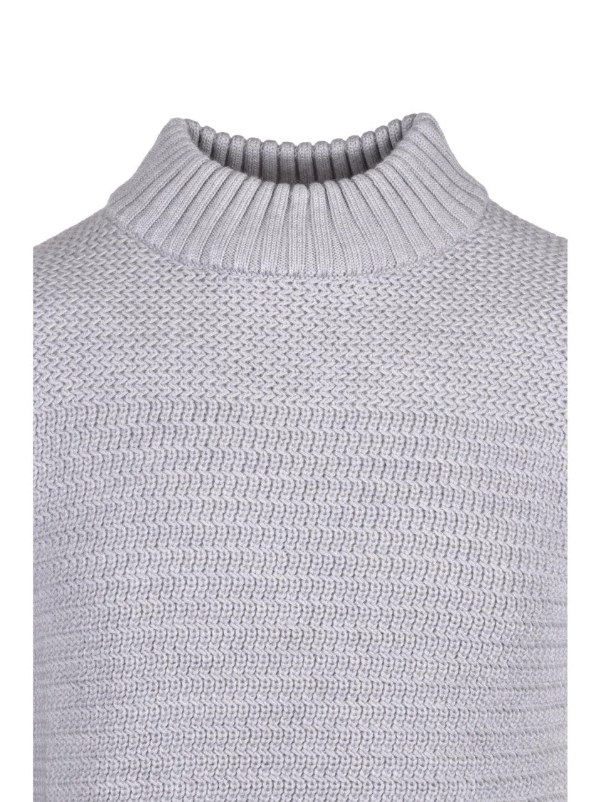 Kangra Crew Neck Sweater In Extrafine Merino Wool With Textured Pattern