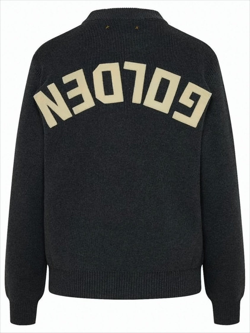 Golden Goose Ribbed Knit Sweater With Oversized Lettering Detail