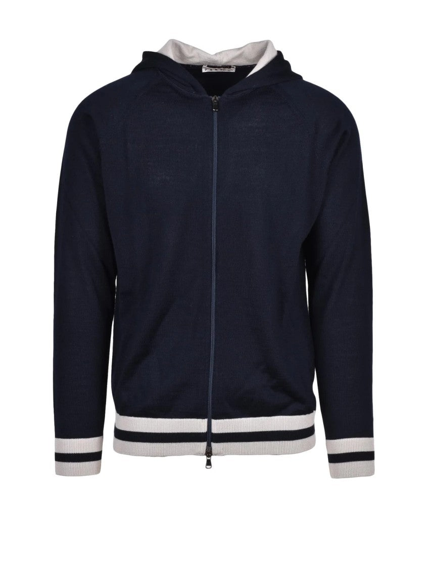 Cashmere Company P. Zip-Up Cardigan In Merino Wool And Acrylic Blend