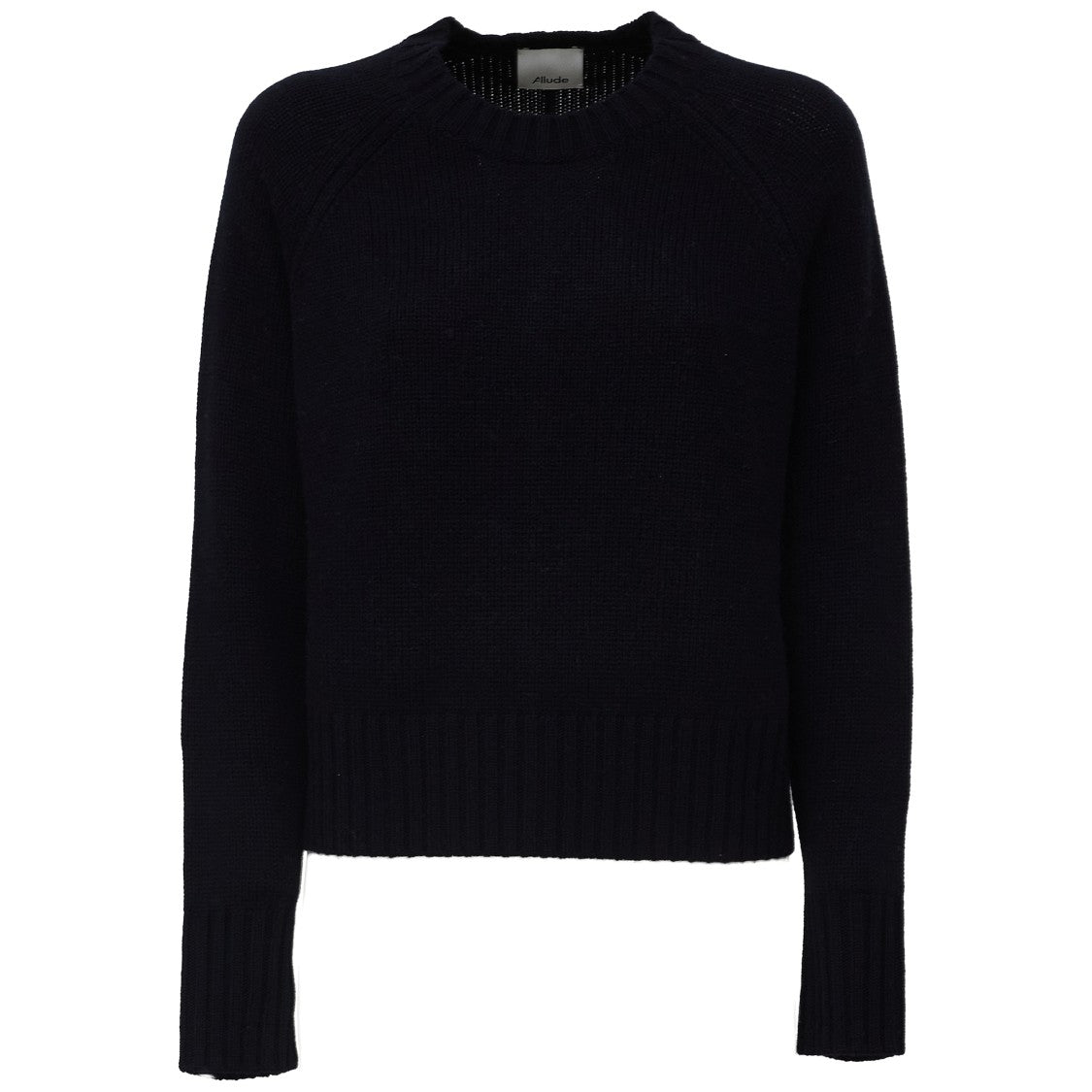 Allude Boxy Ribbed Wool Cashmere Crewneck Sweater