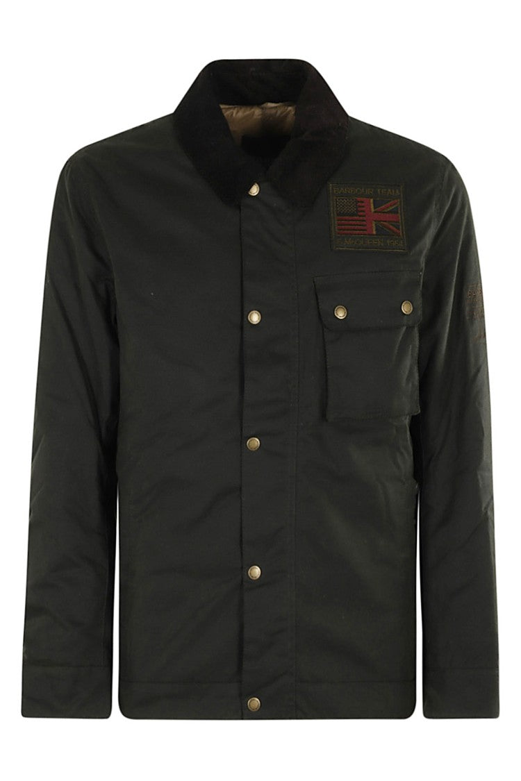 Barbour Waxed Cotton Workers Jacket With Classic Corduroy Collar