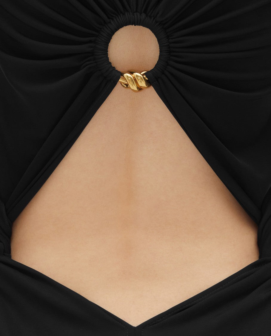 Bottega Veneta Black Jersey Evening Dress Cut Out Back