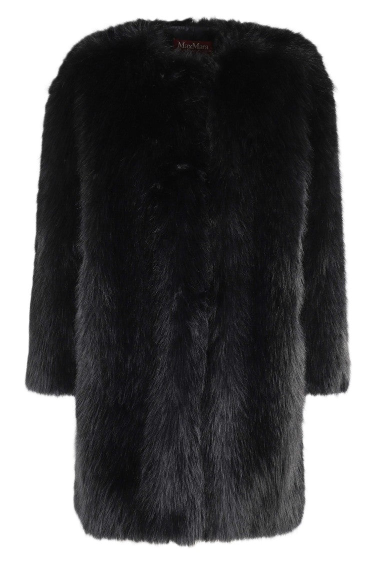 Max Mara Plush Black Synthetic Fur Jacket