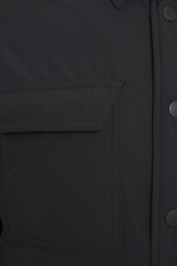 After Label Quilted Lightweight Overshirt With Classic Collar And Functional Pockets