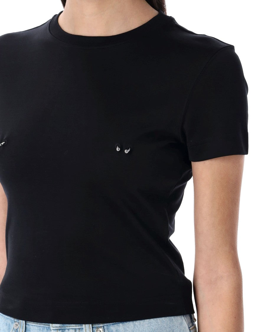 Mugler Fitted T-Shirt With Unique Pierced Detailing