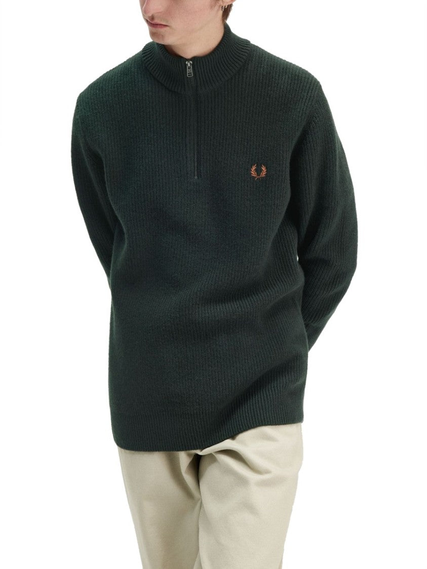 Fred Perry High Collar Zip Closure Sweater