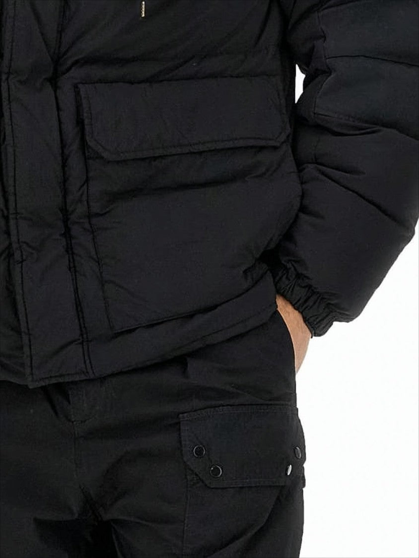Ten C Black Padded Jacket With High Collar