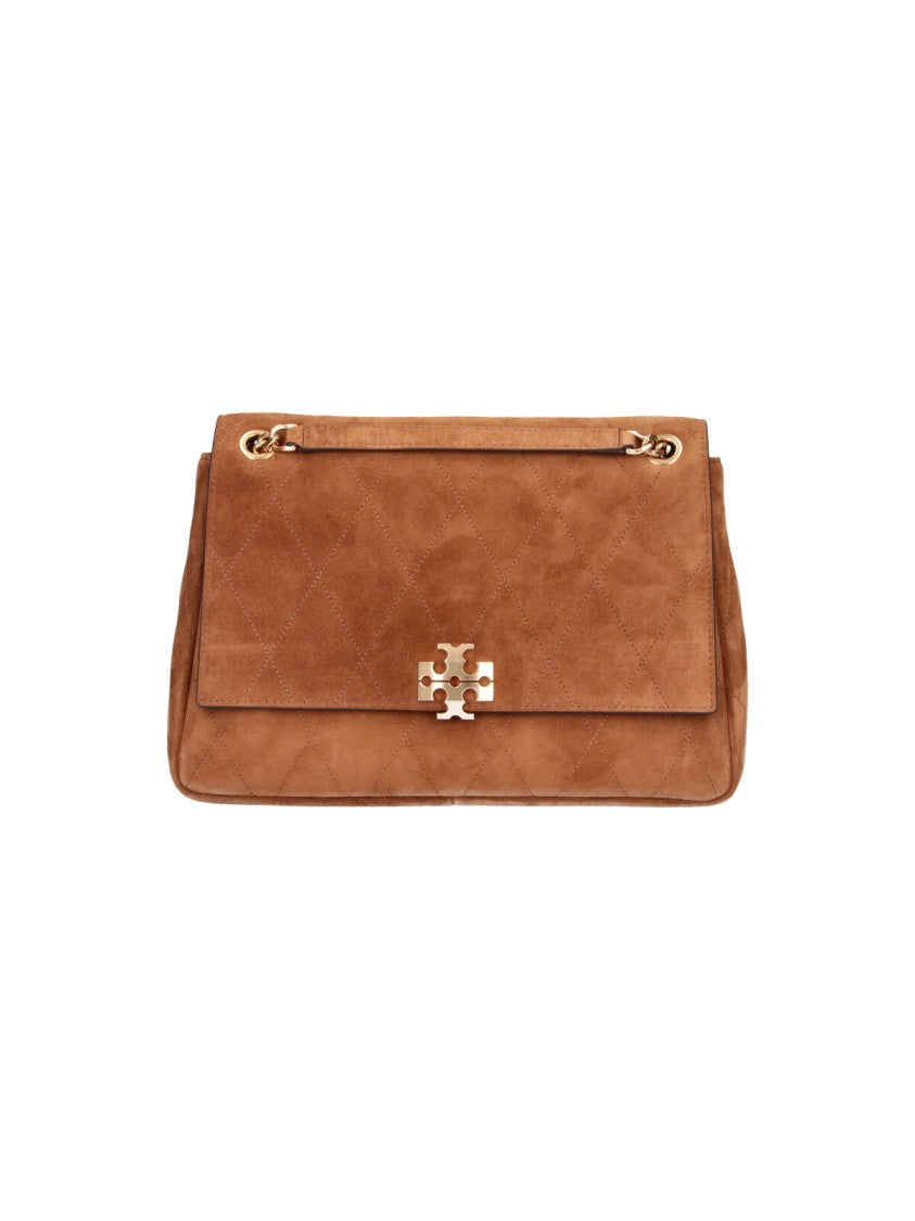 Tory Burch Brown Charlie Suede Flap Shoulder Bag