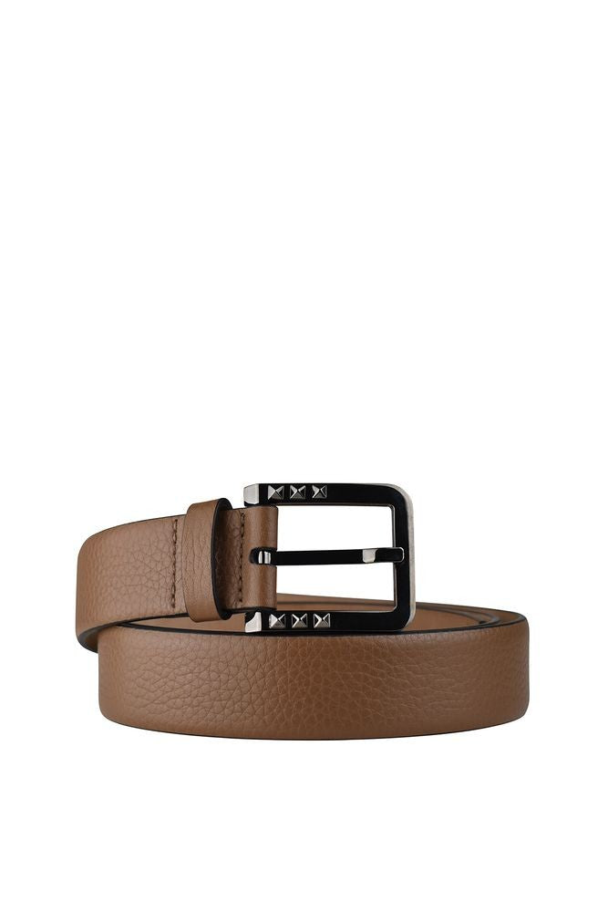 Valentino Garavani Textured Leather Belt With Polished Metal Buckle